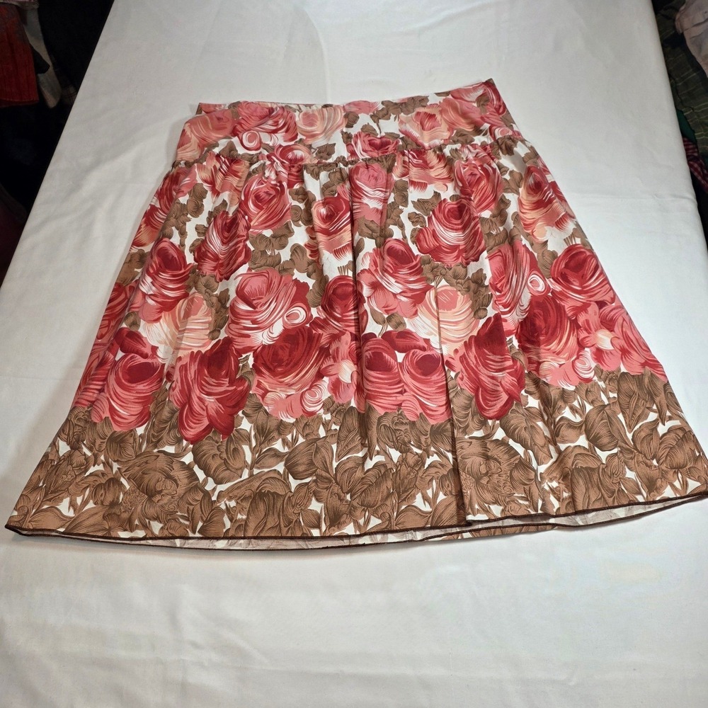 girls teens speechless size 11 skirts pink and red roses w/brown at the bottom